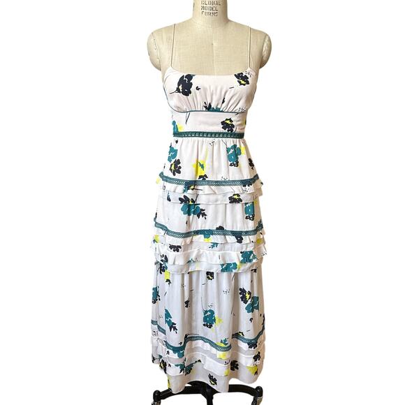 Self-Portrait Midi Tiered Floral Dress Size 4 - Picture 2 of 11